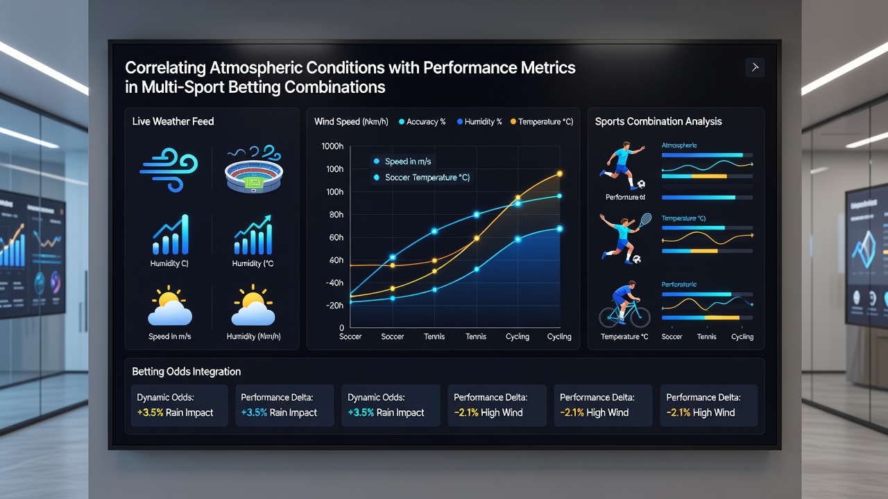 Multi-sport accumulator dashboard displaying atmospheric condition filters and performance overlays