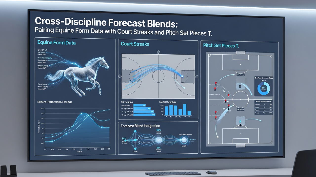 Infographic showing workflow from horse racing data inputs through tennis streak filters to football set-piece adjustments within a signup credit interface