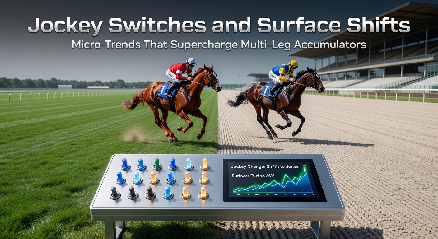 Horse racing jockey switching mid-meet alongside a tennis player adapting to a new court surface, illustrating key betting micro-trends