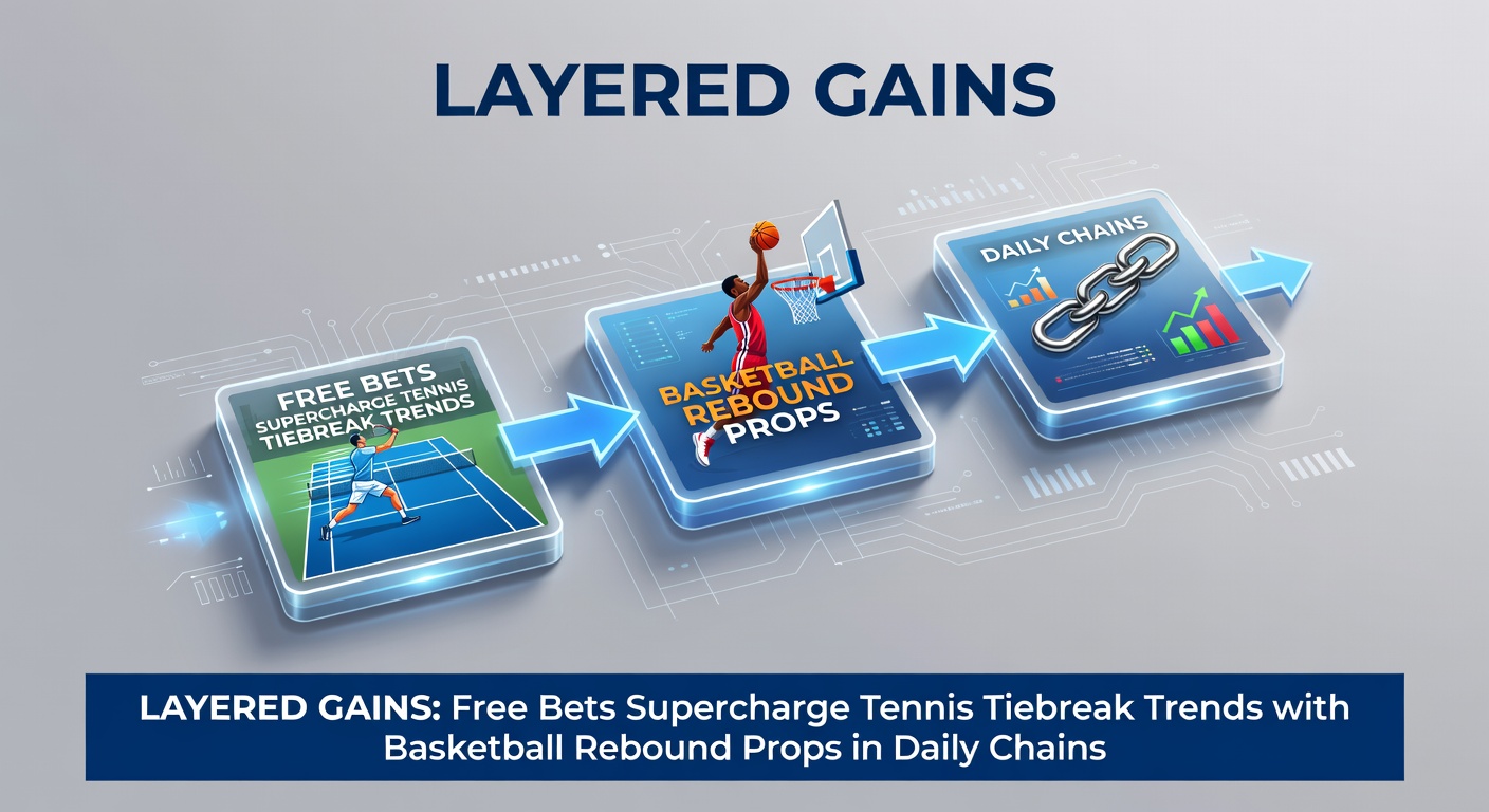 Dynamic tennis tiebreak in progress with a basketball rebound highlighted in split view, symbolizing cross-sport betting chains