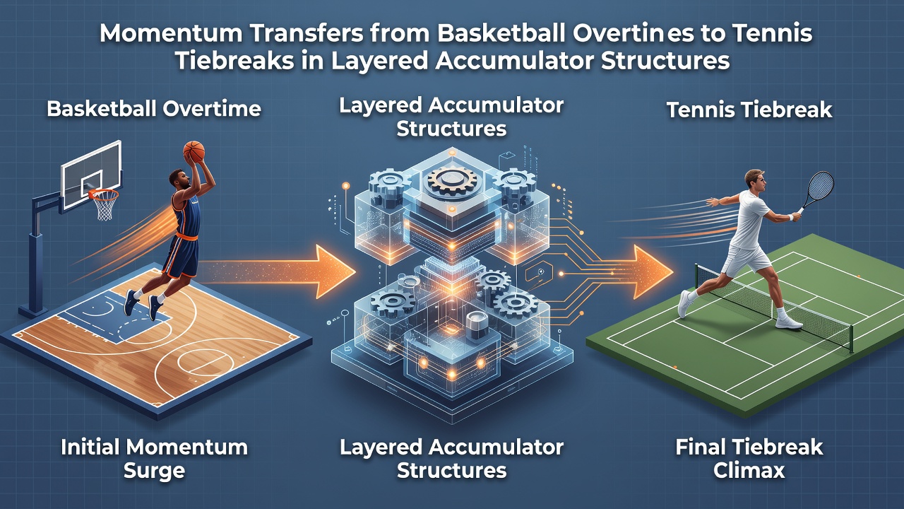 Tennis player preparing for tiebreak serve with basketball arena background elements