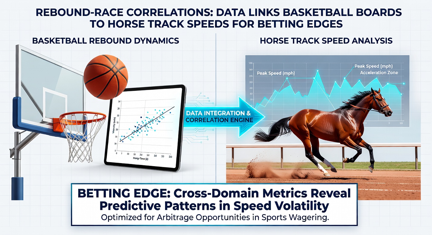 Close-up data visualization chart overlaying NBA rebound stats with horse racing pace graphs, highlighting correlation peaks in green lines
